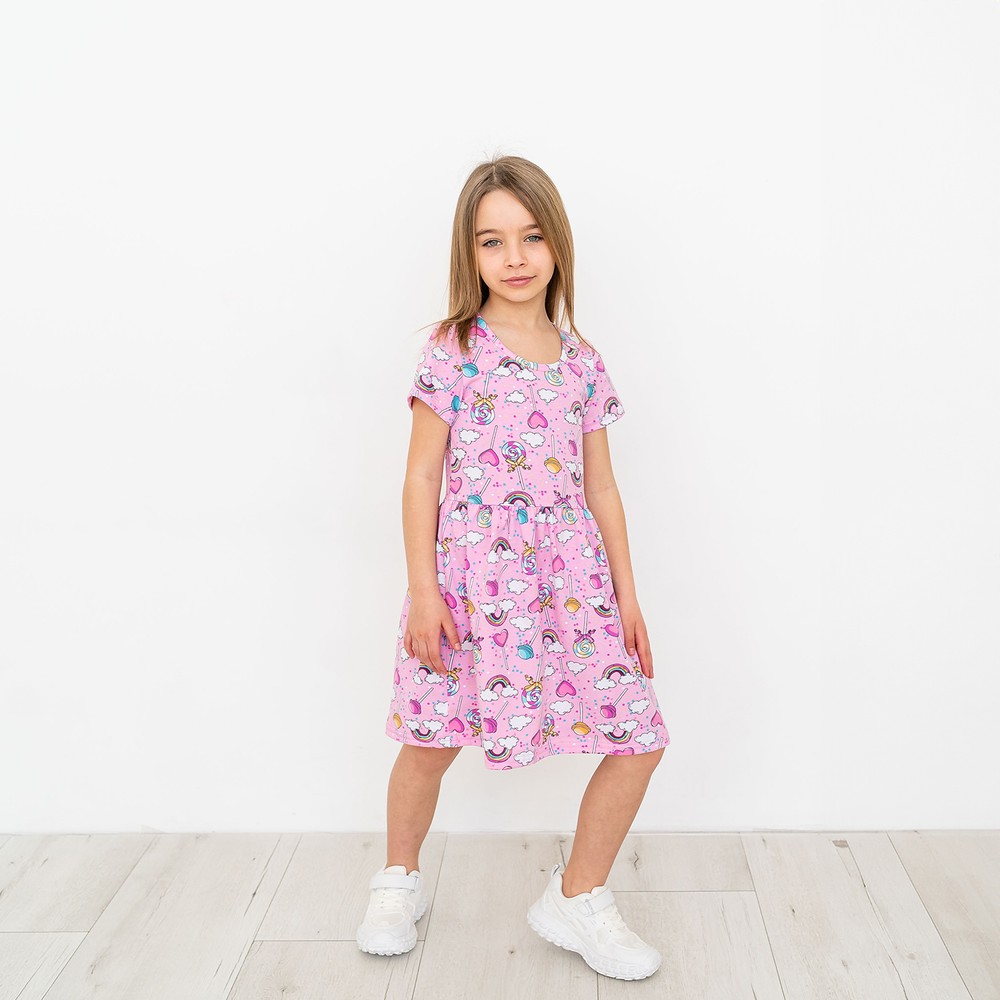 Плаття для дівчинки на літо з коротким рукавом 00003558, 134-140 см, 8-9 років