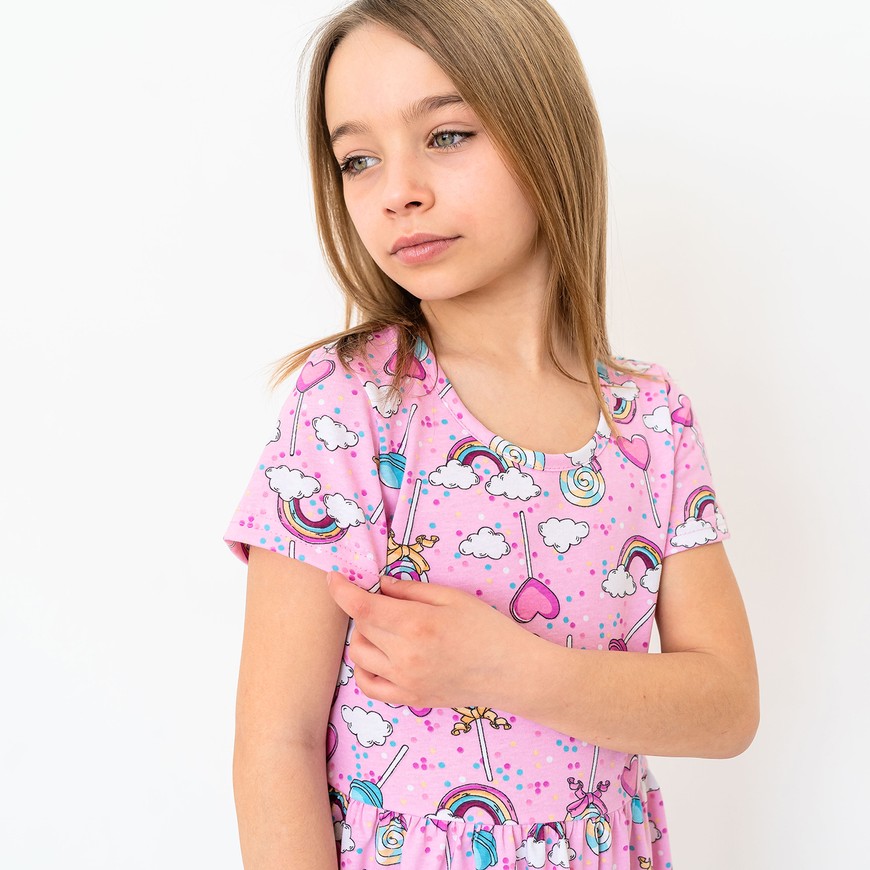Платье для девочки на лето с коротким рукавом 00003558, 98-104 см, 3-4 года