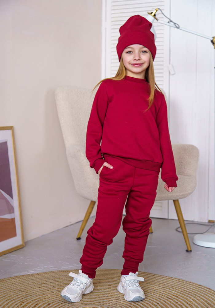 Костюм для дівчинки кофта і штани трьохнитка з начосом 00003244, 122-128 см, 6-7 років