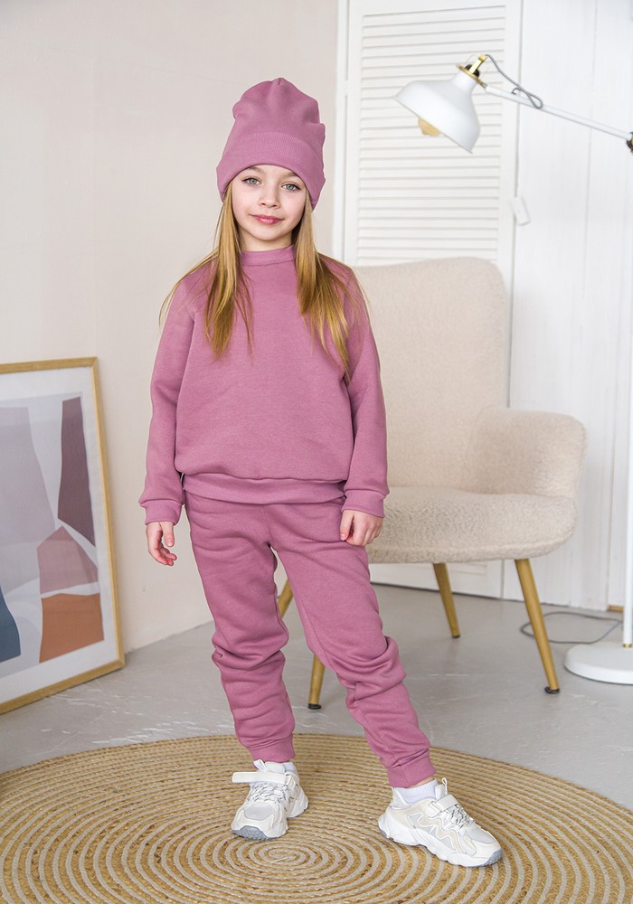 Костюм для дівчинки кофта і штани трьохнитка з начосом 00003247, 134-140 см, 8-9 років