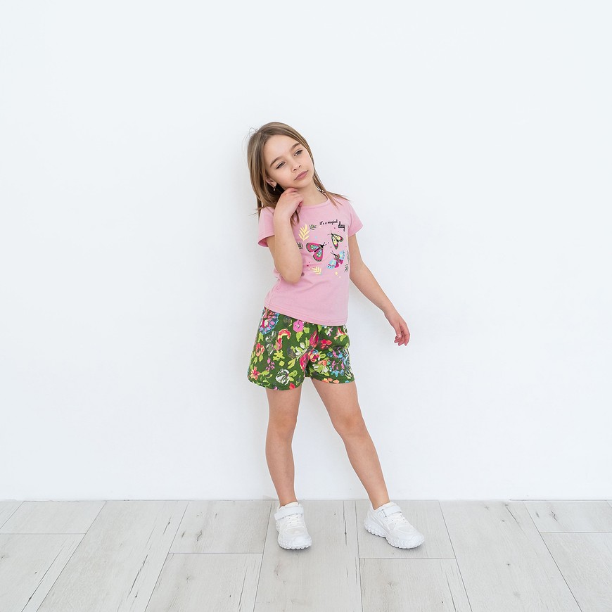Комплект для дівчинки на літо футболка і шорти 00003539, 86-92 см, 2 роки
