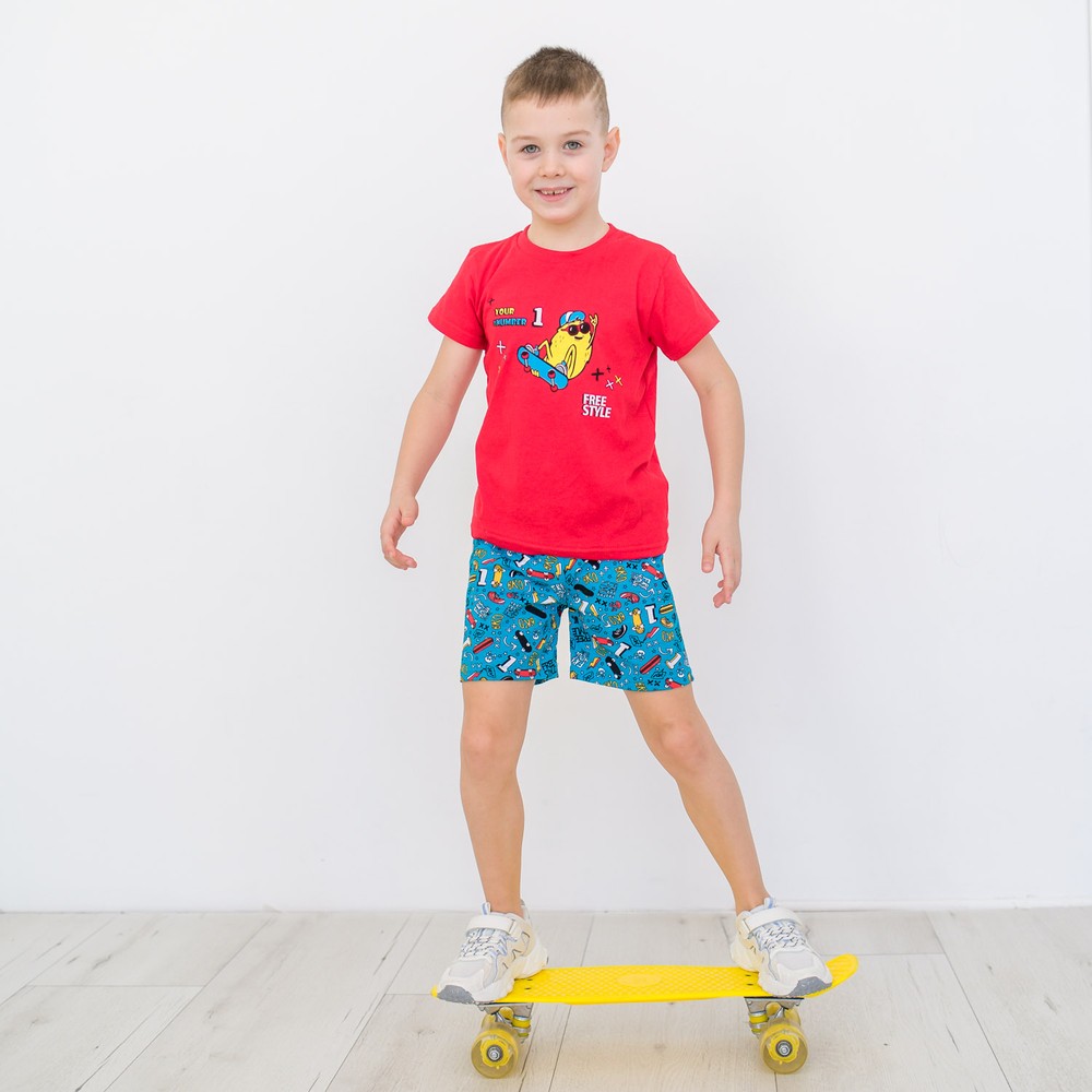 Комплект для хлопчика на літо футболка і шорти 00002396, 122-128 см, 6-7 років