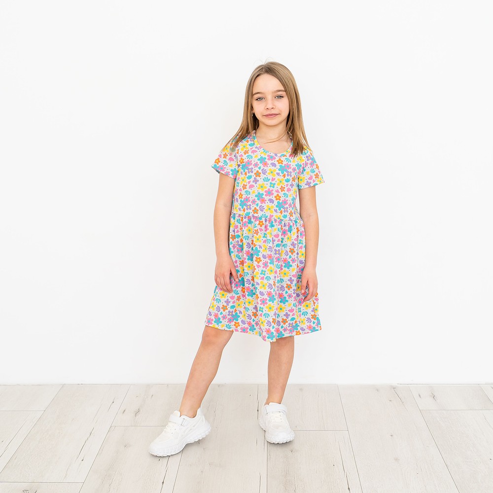 Плаття для дівчинки на літо з коротким рукавом 00003555, 122-128 см, 6-7 років