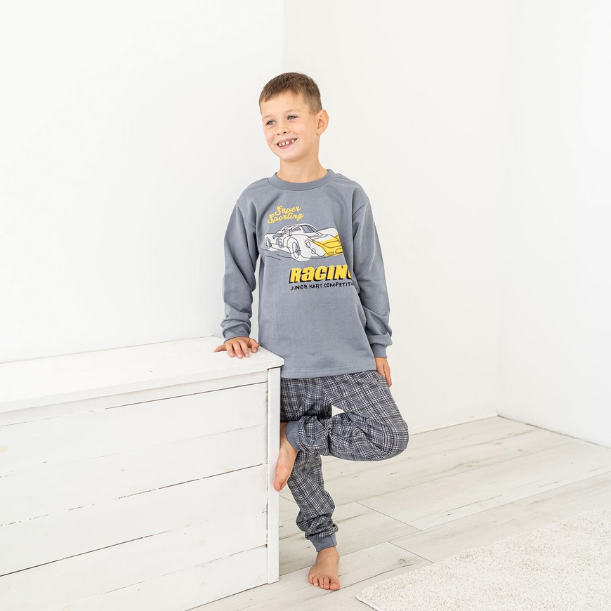 Пижама для мальчика теплая с начесом 00003200, 122-128 см, 6-7 лет