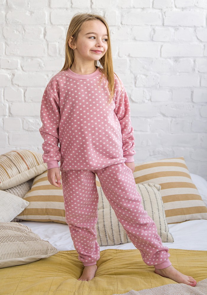 Пижама для девочки теплая флисовая 00002676, 134-140 см, 8-9 лет