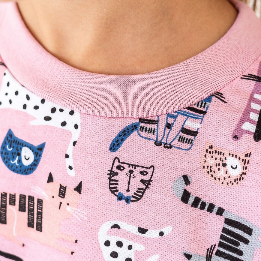 Пижама для девочки с начесом с кошками 00003161, 86-92 см, 2 года
