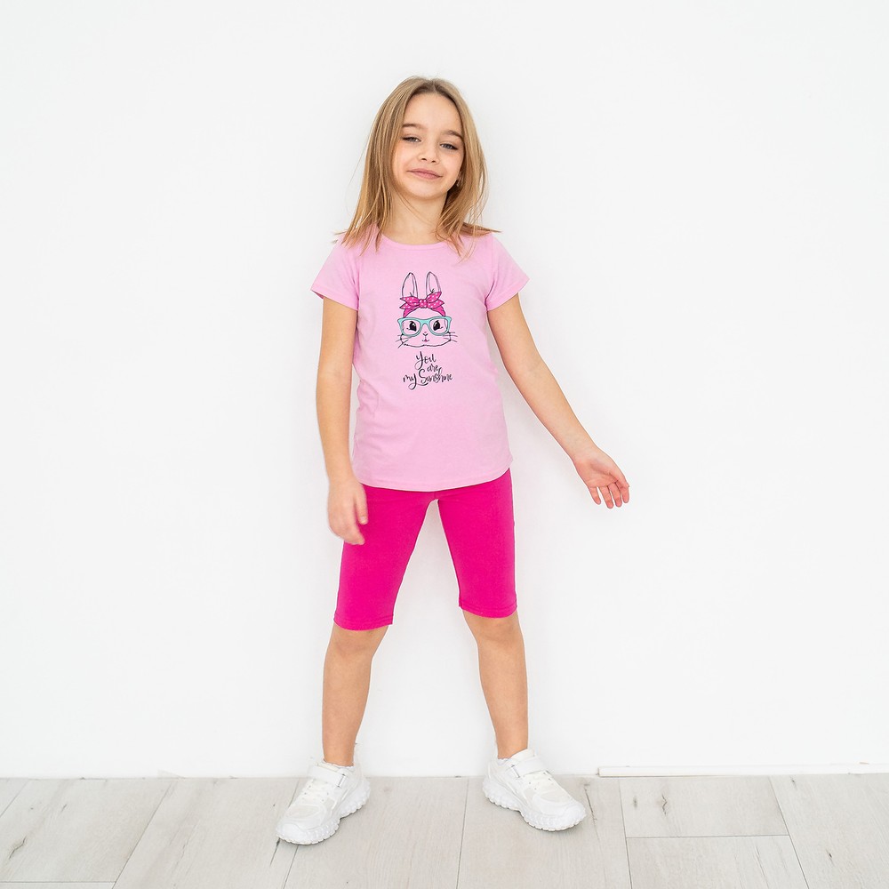 Комплект для дівчинки на літо футболка і шорти 00002877, 122-128 см, 6-7 років