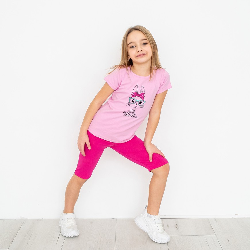 Комплект для дівчинки на літо футболка і шорти 00002877, 122-128 см, 6-7 років