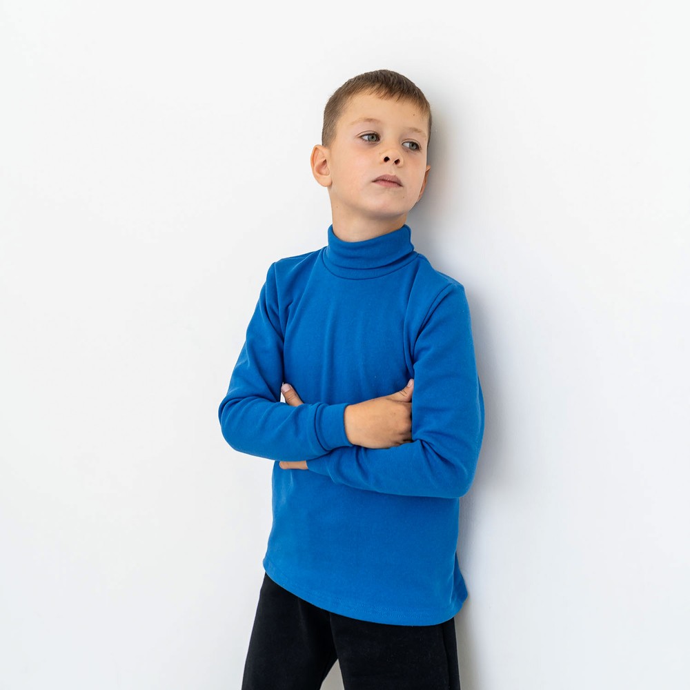 Водолазка для мальчика с начесом синяя 00001733, 134-140 см, 8-9 лет