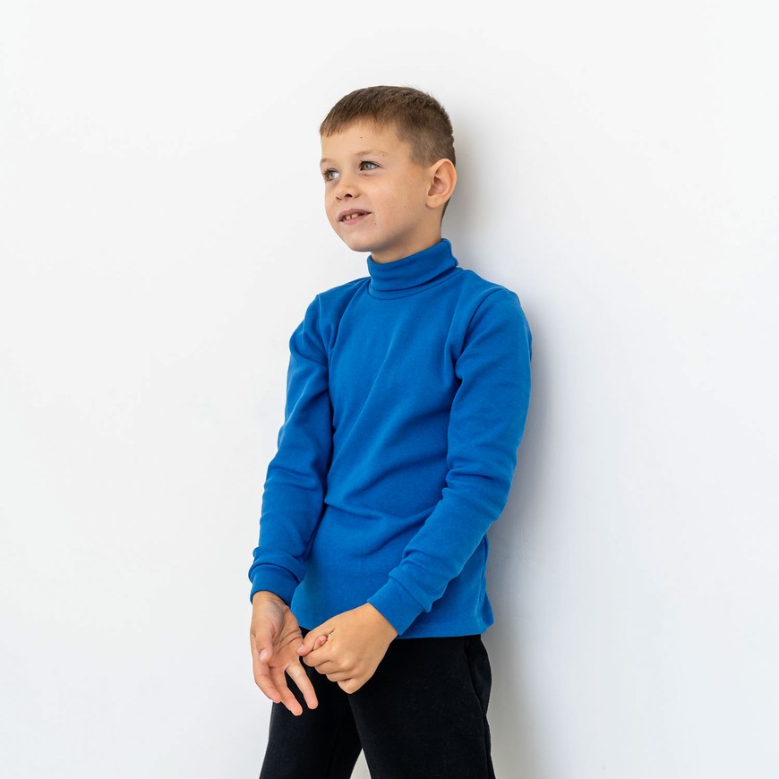 Водолазка для мальчика с начесом синяя 00001733, 122-128 см, 6-7 лет