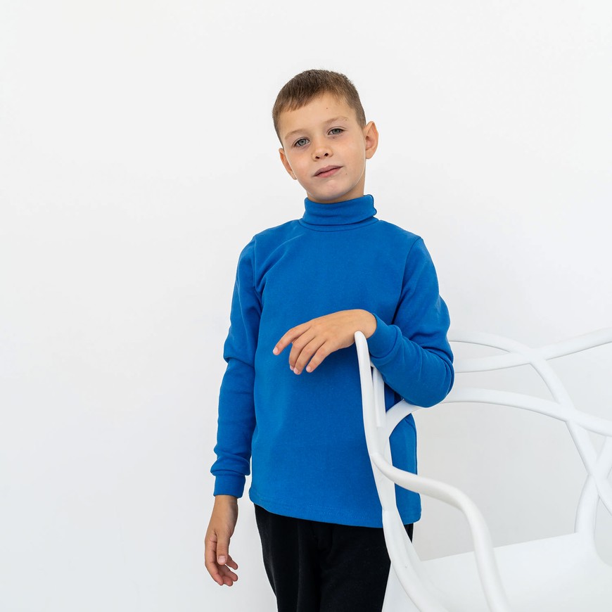 Водолазка для мальчика с начесом синяя 00001733, 110-116 см, 5 лет