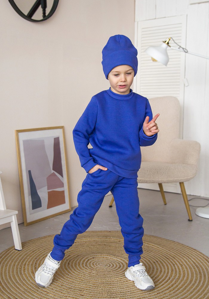 Штани для хлопчика трьохнитка з начосом синій 00002722, 98-104 см, 3-4 роки