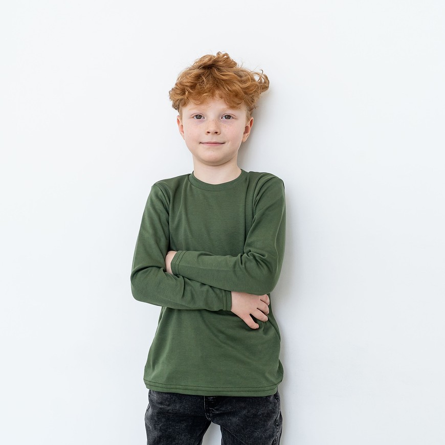 Лонгслів для хлопчика зелений 00003535, 110-116 см, 5 років