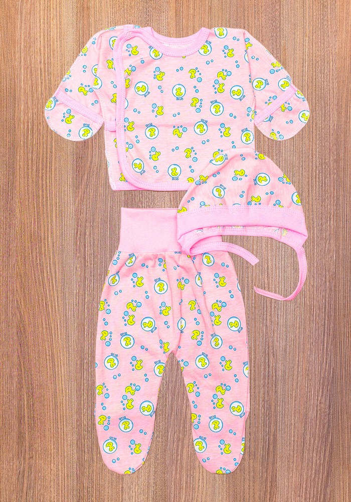 Комплект для новорожденной девочки кулир розовый 00002444, 50-56 см, 0-1 месяц
