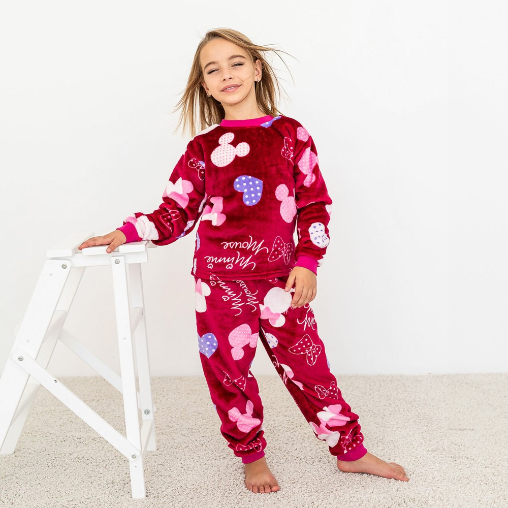 Пижама для девочки теплая вельсофт 00003130, 134-140 см, 8-9 лет