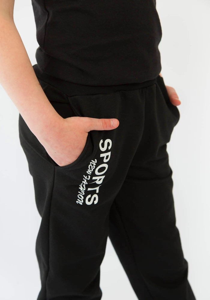 Штаны для мальчика черные 00000074, 86-92 см, 2 года
