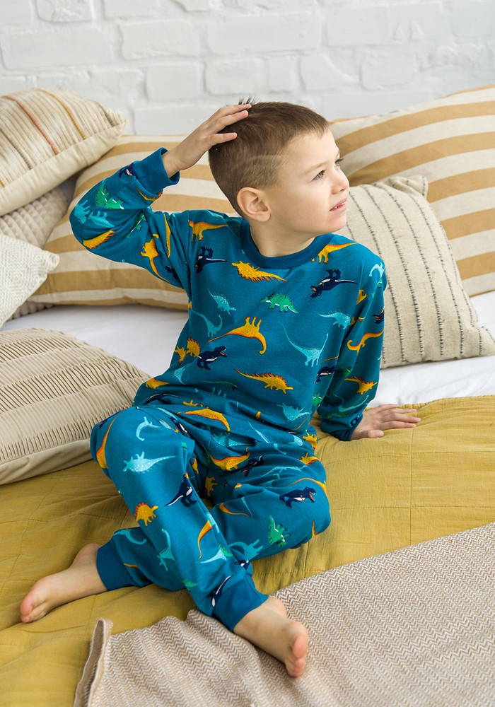 Піжама для хлопчика з начосом з динозаврами 00002704, 134-140 см, 8-9 років