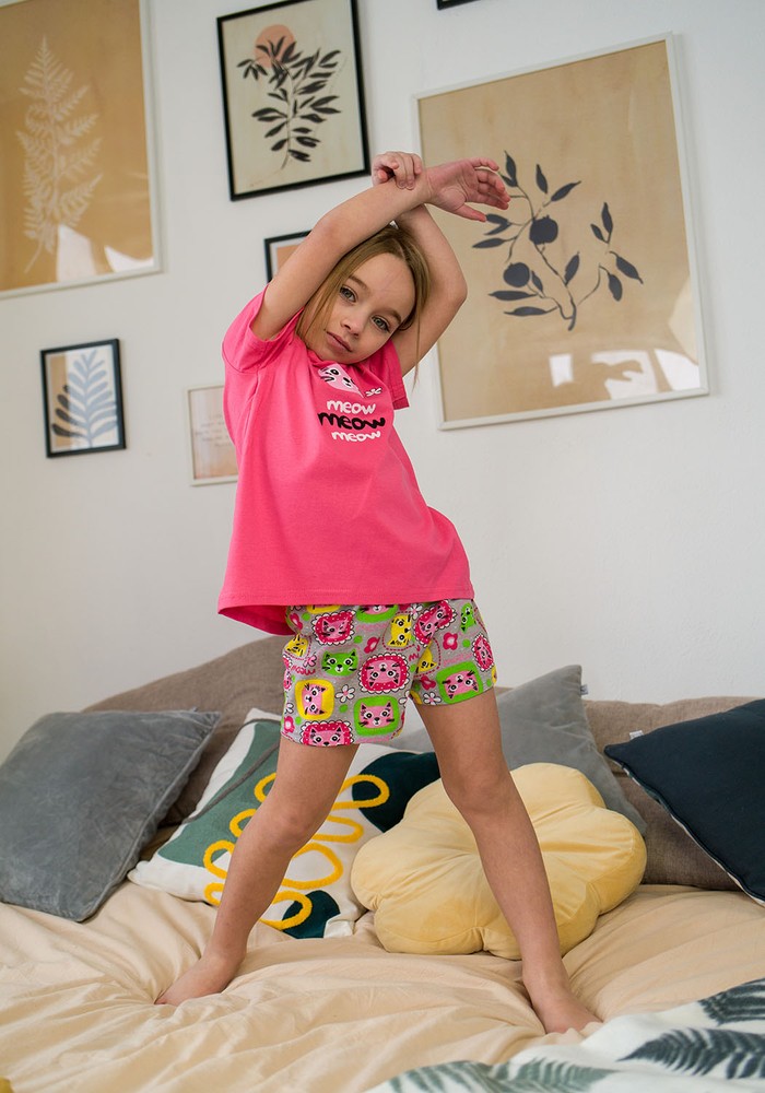 Піжама для дівчинки футболка і шорти 00001141, 110-116 см, 5 років
