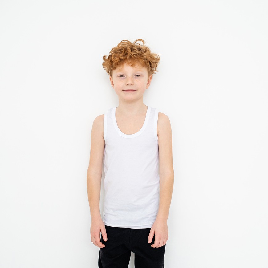 Майка для хлопчика біла 00000137, 122-128 см, 6-7 років