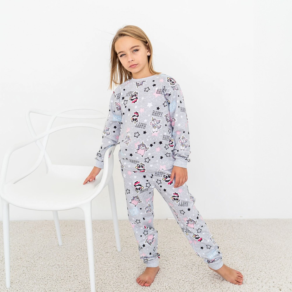 Пижама для девочки теплая с начесом 00003183, 86-92 см, 2 года