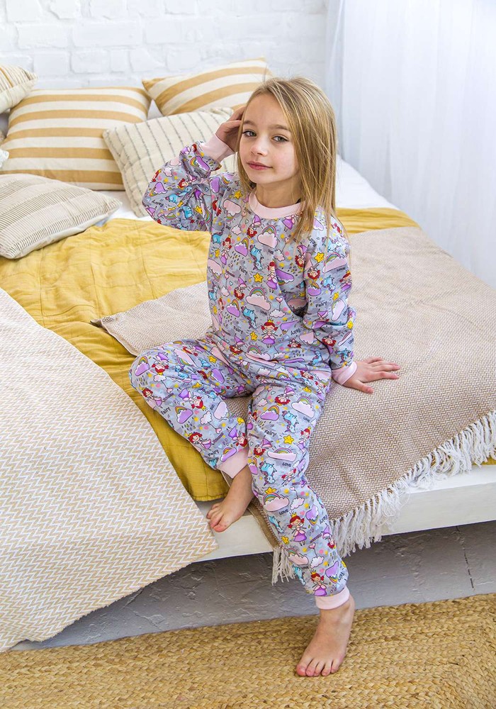 Пижама для девочки с начесом 00003001, 134-140 см, 8-9 лет