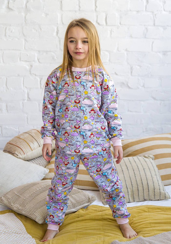 Пижама для девочки с начесом 00003001, 122-128 см, 6-7 лет