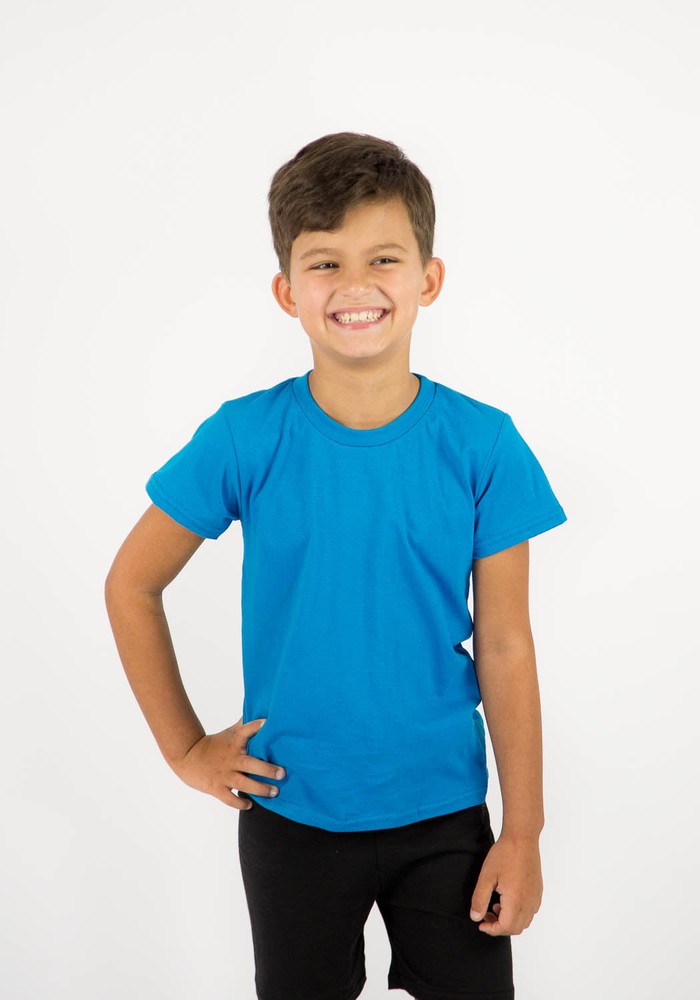 Футболка для мальчика однотонная голубая 00000352, 110-116 см, 5 лет