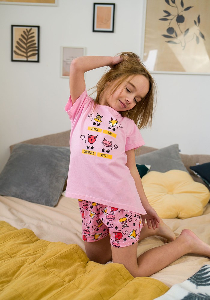 Пижама для девочки футболка и шорты 00001142, 86-92 см, 2 года
