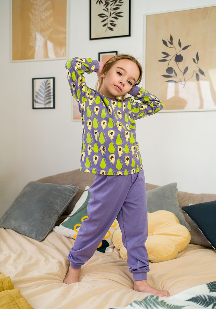 Пижама для девочки с авокадо интерлок 00001971, 86-92 см, 2 года