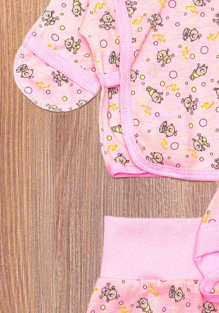 Комплект для новонародженої дівчинки кулір рожевий 00002446, 50-56 см, 0-1 місяць