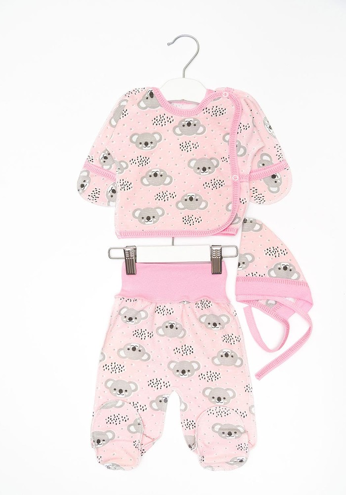 Комплект для новонародженої дівчинки сорочка, повзунки і чепчик з начосом 00001632, 50-56 см, 0-1 місяць