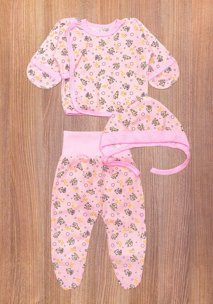 Комплект для новорожденной девочки кулир розовый 00002446, 50-56 см, 0-1 месяц