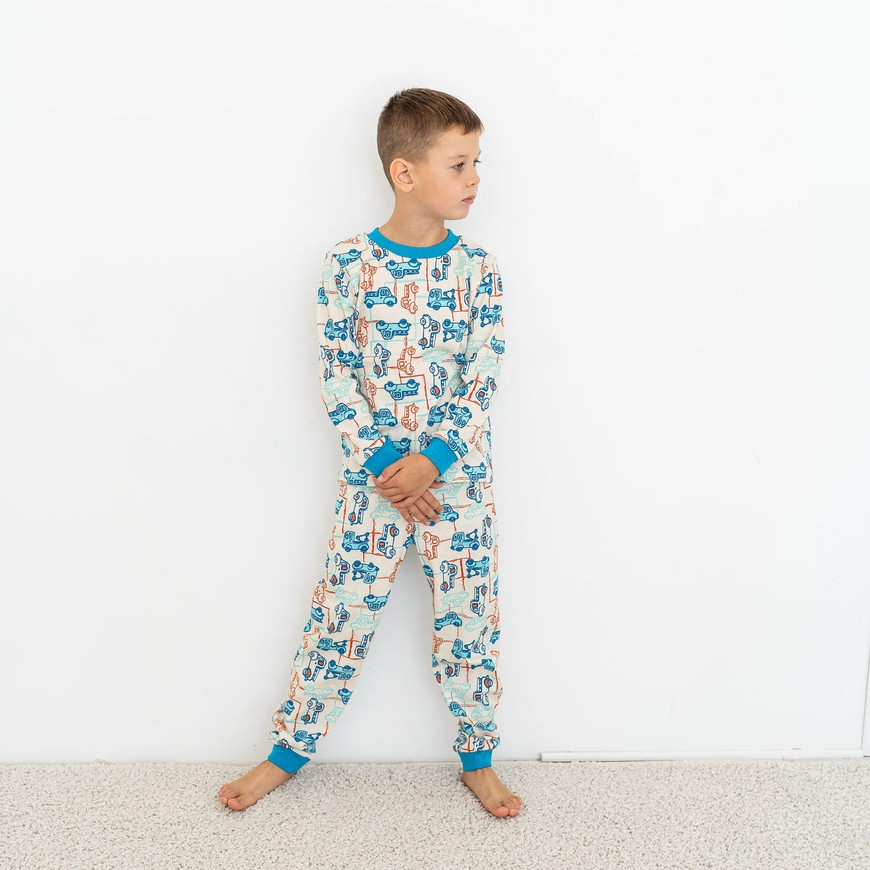 Піжама для хлопчика інтерлок з машинками 00003047, 110-116 см, 5 років