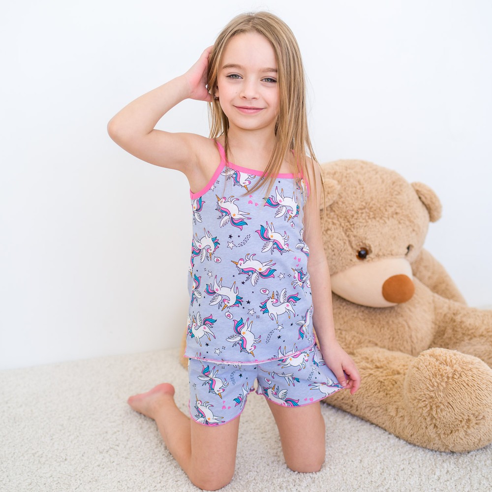 Пижама для девочки майка и шорты 00000972, 134-140 см, 8-9 лет