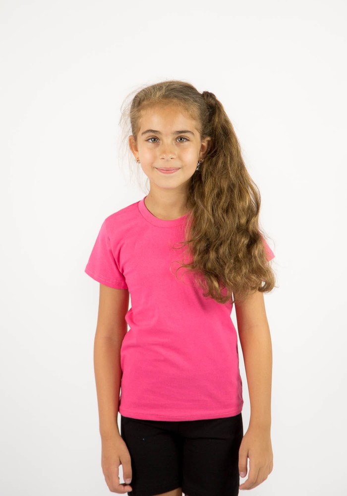 Футболка для девочки однотонная розовая 00000353, 98-104 см, 3-4 года