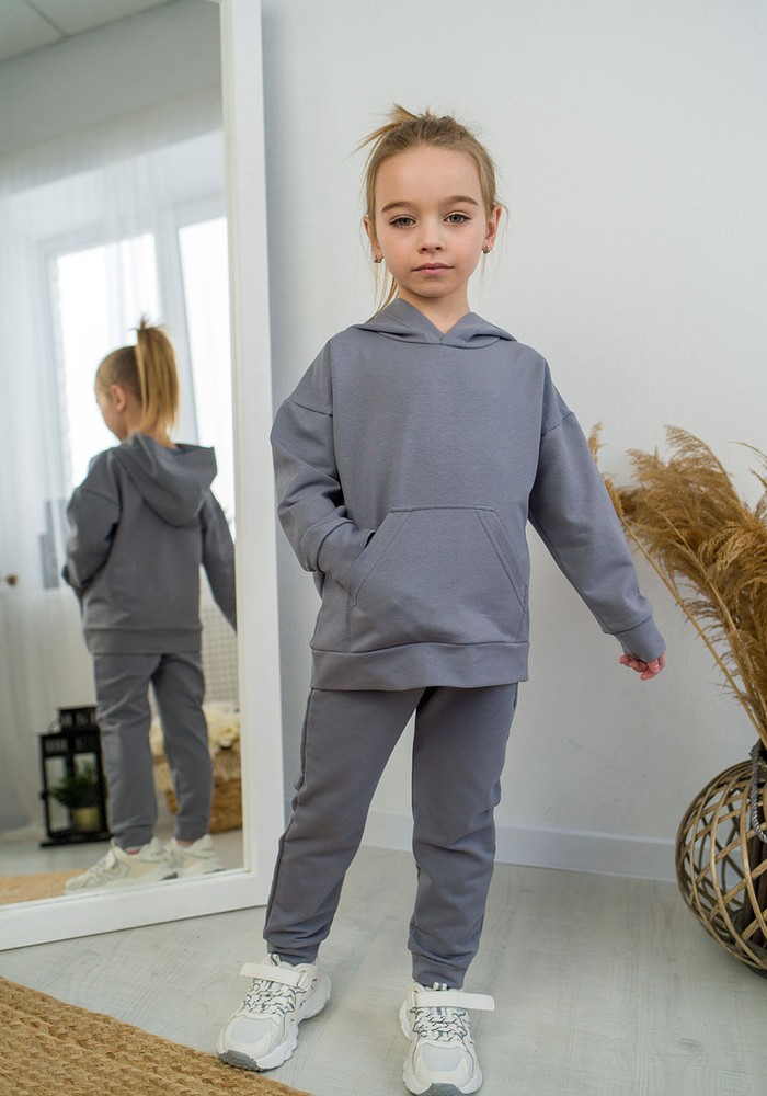 Костюм дитячий спортивний худі і штані сірий 00001618, 110-116 см, 5 років