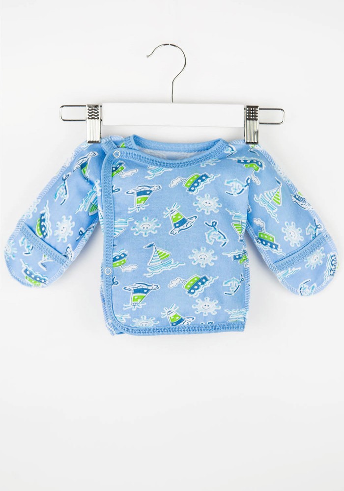 Сорочка для новонародженого хлопчика тепла з начосом 00000442, 50-56 см, 0-1 місяць