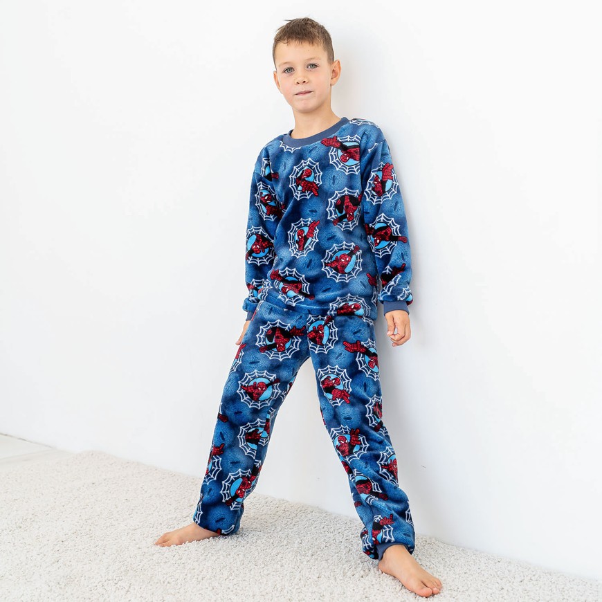 Піжама для хлопчика тепла вельсофт з павуком 00003039, 86-92 см, 2 роки