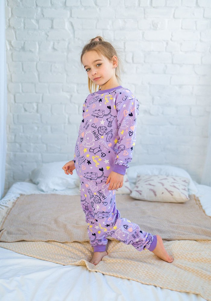 Пижама для девочки с начесом 00003004, 134-140 см, 8-9 лет