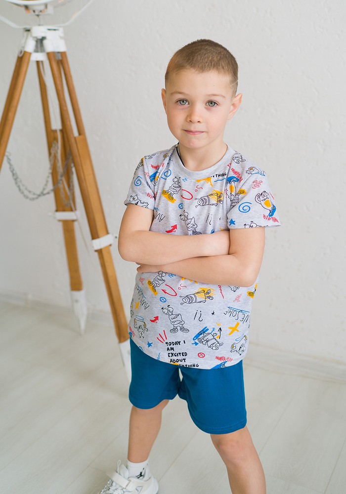 Комплект для хлопчика на літо футболка і шорти 00002237, 122-128 см, 6-7 років