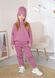 Штани для дівчинки трьохнитка з начосом рожевий 00002726, 122-128 см, 6-7 років