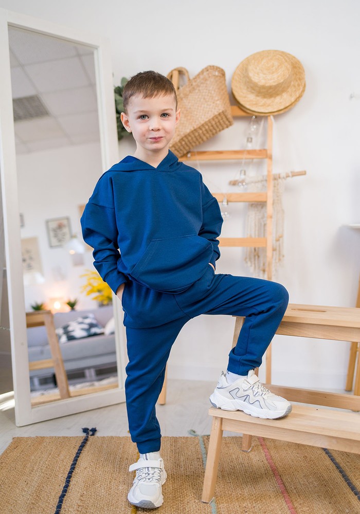 Костюм дитячий спортивний худі і штані синій 00001619, 116