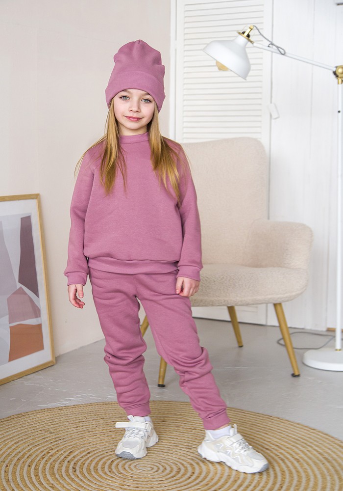 Штани для дівчинки трьохнитка з начосом рожевий 00002726, 134-140 см, 8-9 років