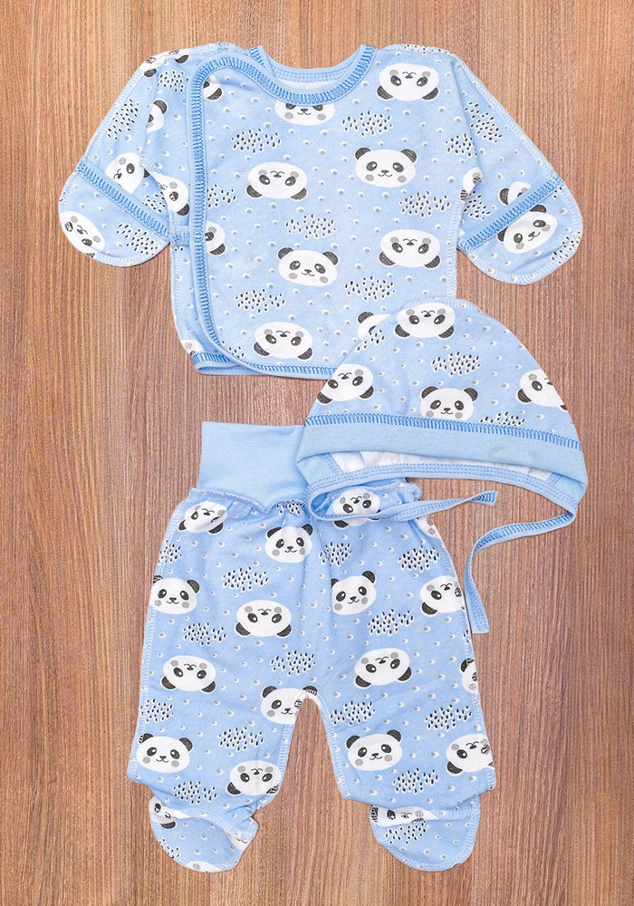 Комплект для новонародженого хлопчика байка з начосом блакитний 00002383, 50-56 см, 0-1 місяць