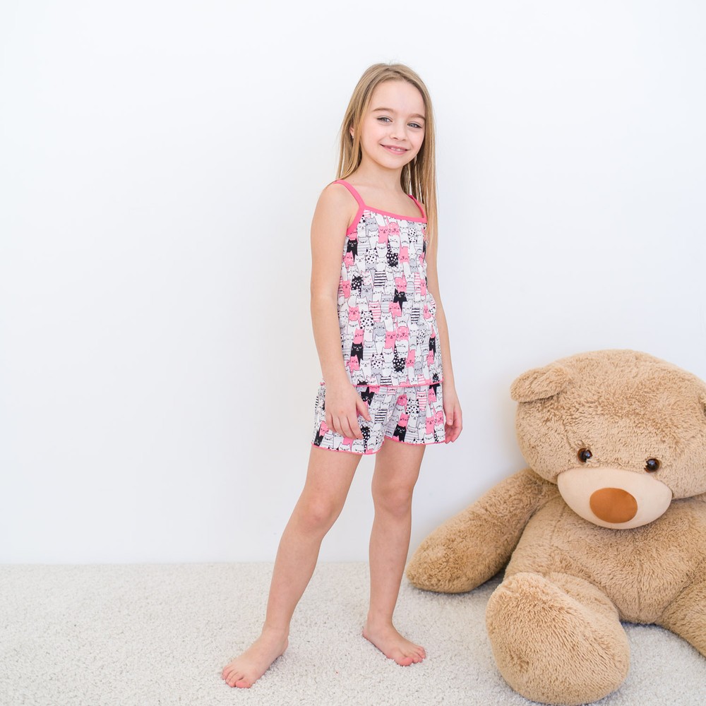 Пижама для девочки майка и шорты 00000973, 122-128 см, 6-7 лет