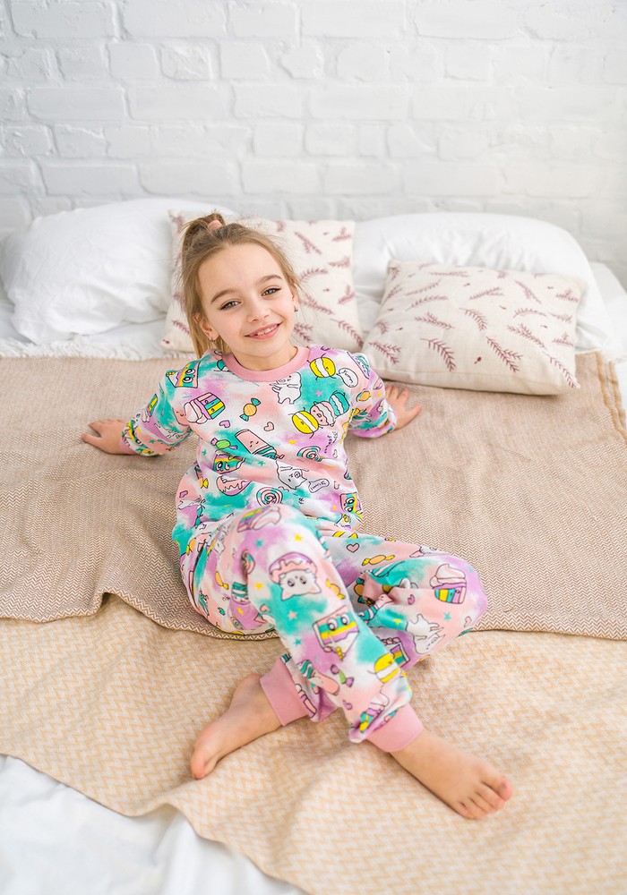 Пижама для девочки с начесом 00002697, 134-140 см, 8-9 лет