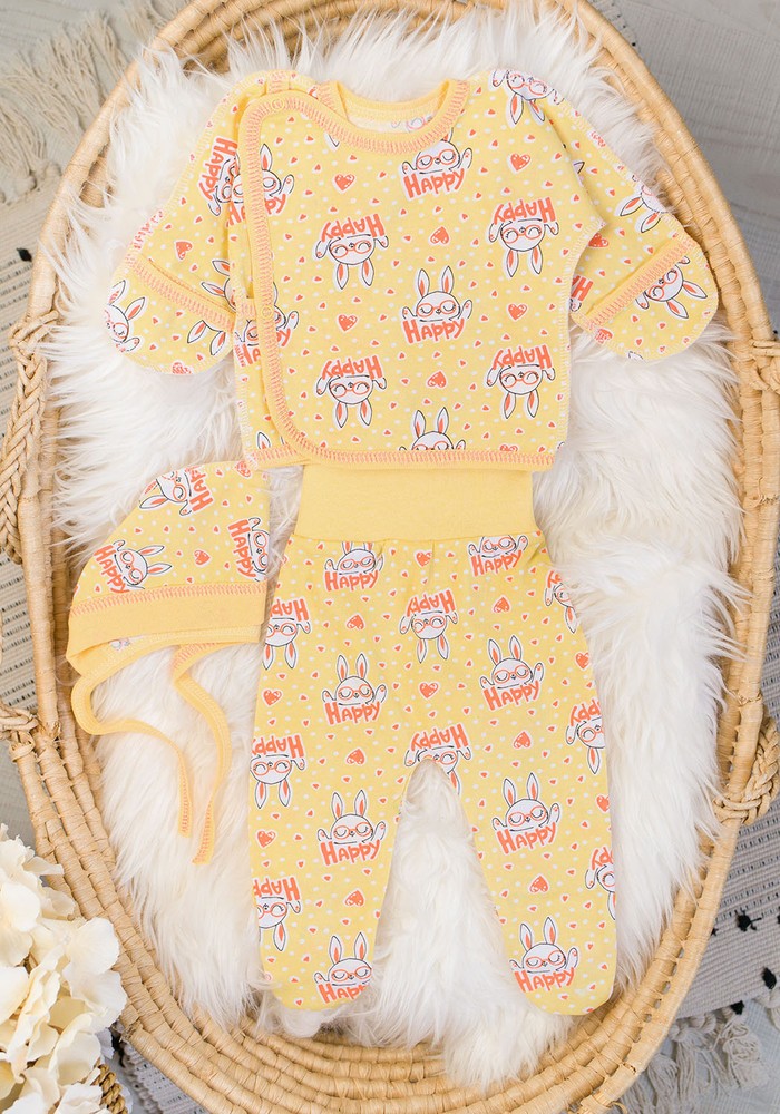 Комплект для новонародженого сорочка, повзунки і чепчик 00002014, 50-56 см, 0-1 місяць