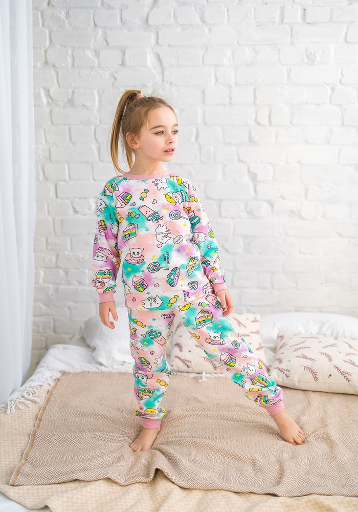 Пижама для девочки с начесом 00002697, 122-128 см, 6-7 лет