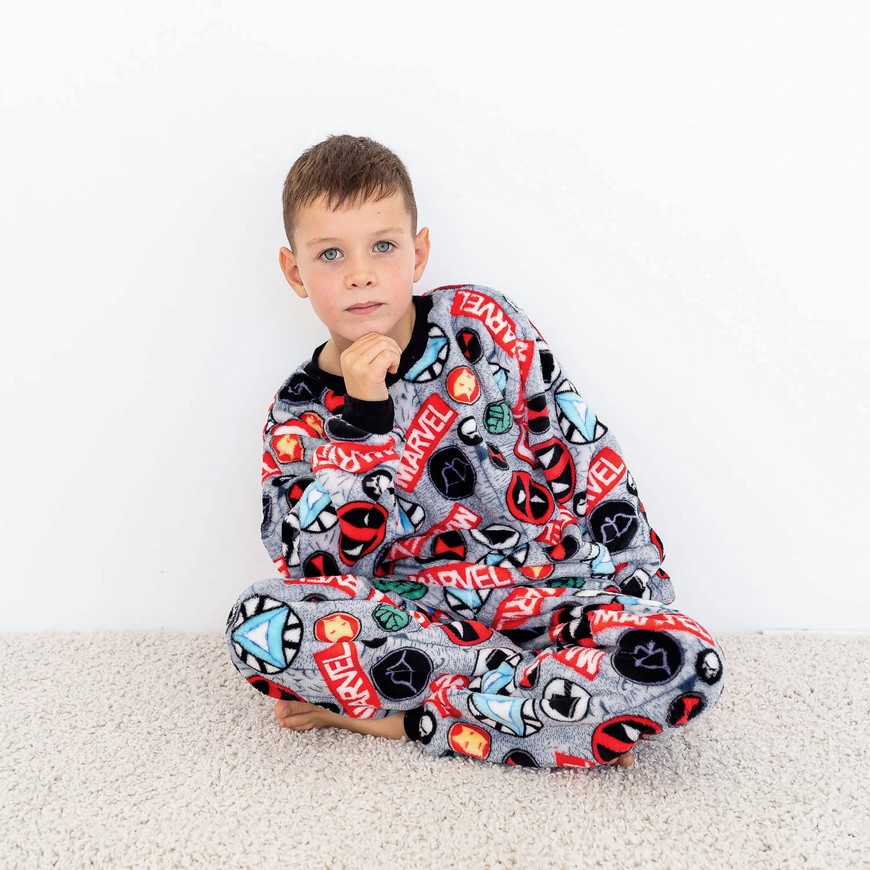 Піжама для хлопчика тепла вельсофт з супергероями 00003040, 86-92 см, 2 роки