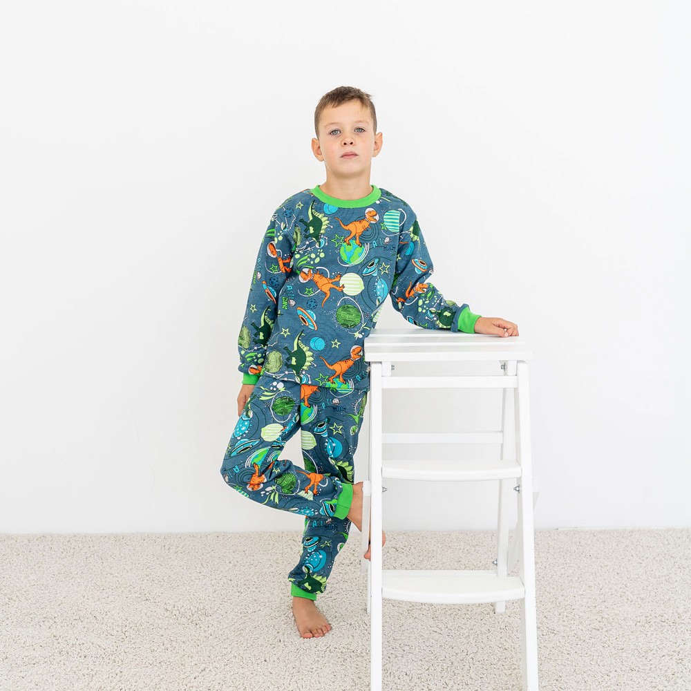 Пижама для мальчика теплая с начесом 00003189, 86-92 см, 2 года